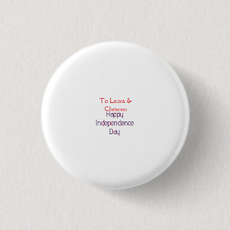 happy independence day red blue name date simple 3 cm round badge
