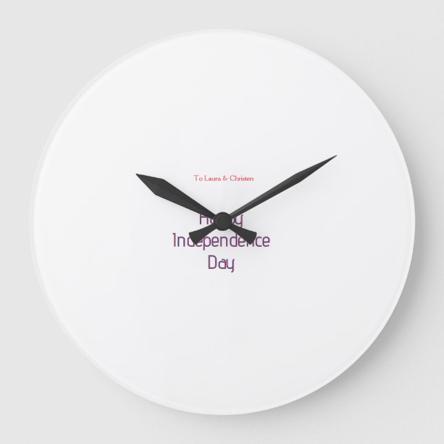 happy independence day red blue name date simple large clock (Front)
