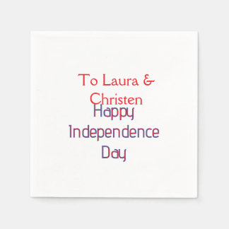 happy independence day red blue name date simple napkin