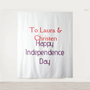 happy independence day red blue name date simple tapestry