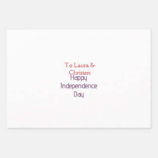 happy independence day red blue name date simple wrapping paper sheet