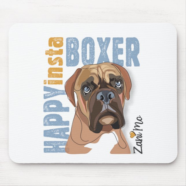 Happy Insta Boxer - Zani Mo Dog Mouse Mat (Front)