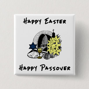 Happy Interfaith Easter and Passover 15 Cm Square Badge