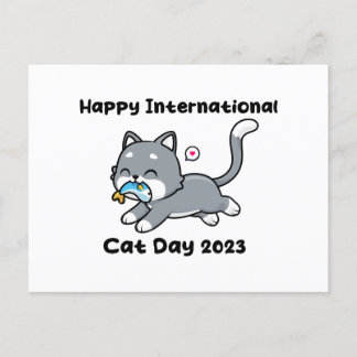 happy international cat day 2023 postcard