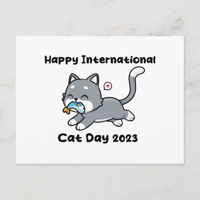happy international cat day 2023 postcard (Front)