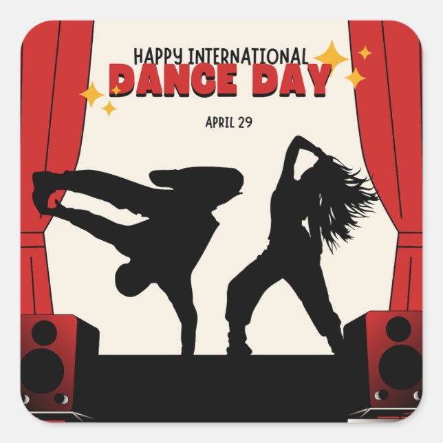 Happy International Dance Day | World Dance Day Square Sticker (Front)