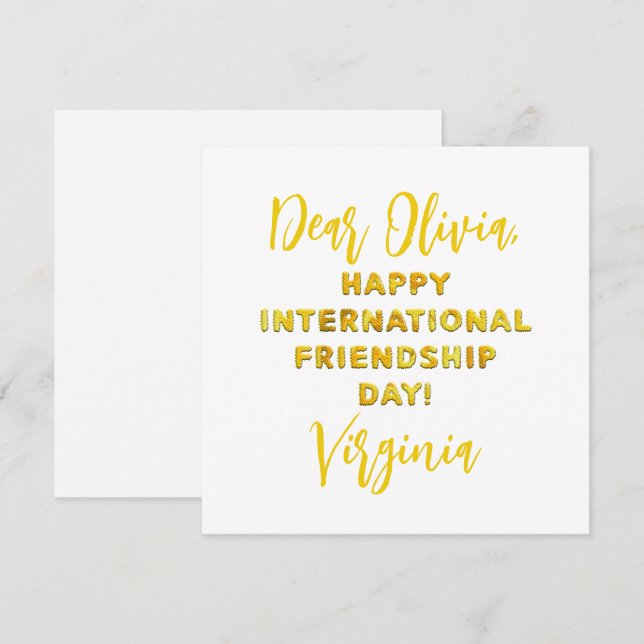 Happy International Friendship Day Card (Front/Back)