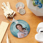 Happy International Nurses Day with a Nurse Key Ring<br><div class="desc">Celebrate International Nurses Day with this beautiful blue key chain featuring a nurse in duty on a blue gradient background with blue floral. Whenever a patient feels better it is for the nurse who puts her heart, and soul into her service. Thank you for your hard work! You can choose...</div>