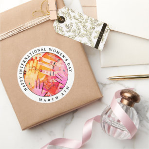 Happy International Women's Day 8th March Classic Round Sticker
