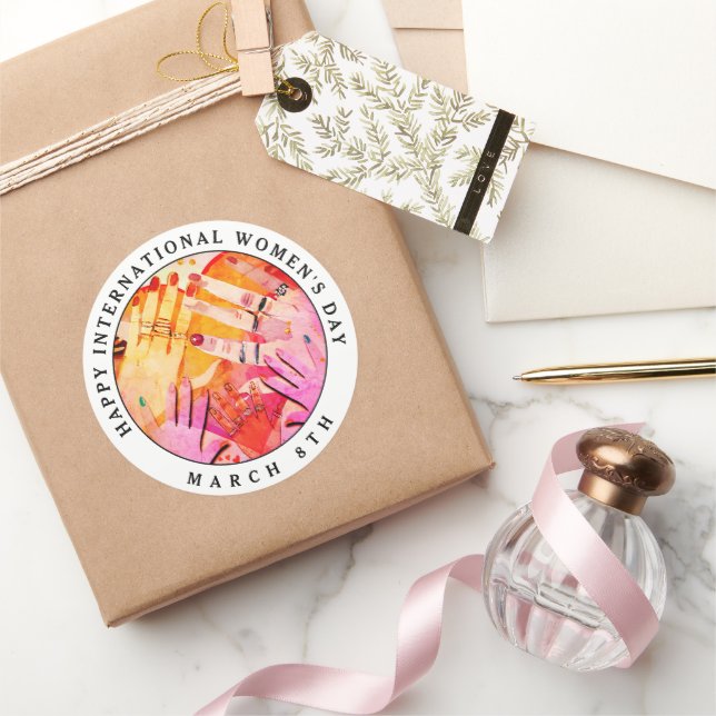 Happy International Women's Day 8th March Classic Round Sticker (Gifting)