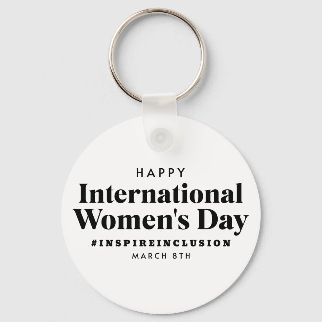 Happy International Women's Day | March 8th Button Key Ring (Front)