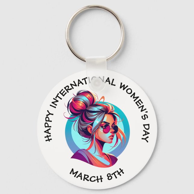 Happy International Women's Day | March 8th Key Ring (Front)