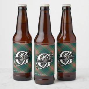 Happy Irish Clan Gallagher Tartan Monogram Beer Bottle Label