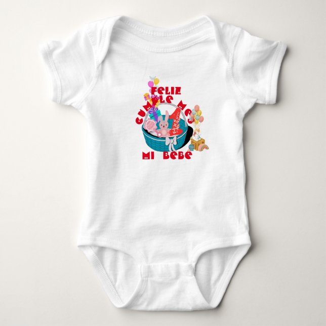happy is month baby bodysuit (Front)