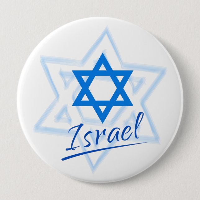 Happy Israel Independence Day Blue Star of David 10 Cm Round Badge (Front)