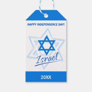 Happy Israel Independence Day Blue Star of David Gift Tags