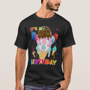 Happy It s My 8th Birthday Ice Cream Party Kids 8  T-Shirt