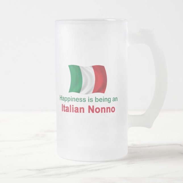 Happy Italian Nonno Frosted Glass Beer Mug (Right)