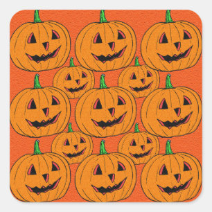Happy Jack o Lantern Cartoon Pattern Square Sticker