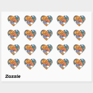 HAPPY JACK O LANTERN FAMILY, COLORFUL AND CUTE HEART STICKER