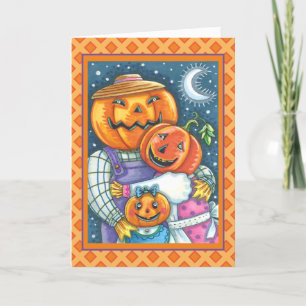 HAPPY JACK O LANTERN FAMILY, COLORFUL AND CUTE HOLIDAY CARD
