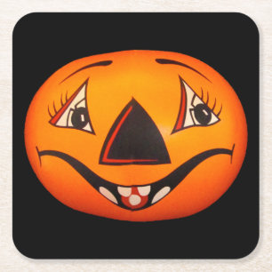 Happy Jack O’ Lantern Halloween Square Paper Coaster
