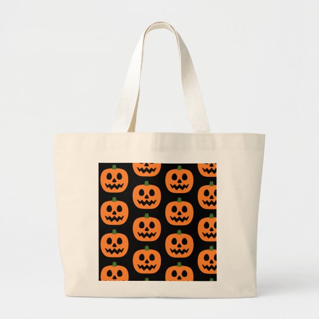Happy Jack-O-Lantern   Large Tote Bag (Front)
