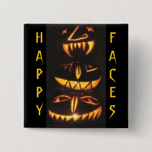 Happy Jack o'Lantern Faces 15 Cm Square Badge