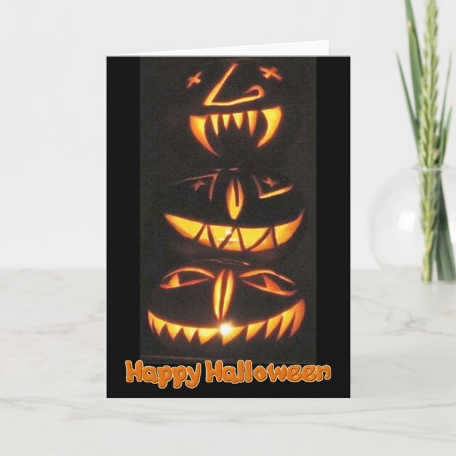 Happy Jack o'Lantern Faces Card (Front)