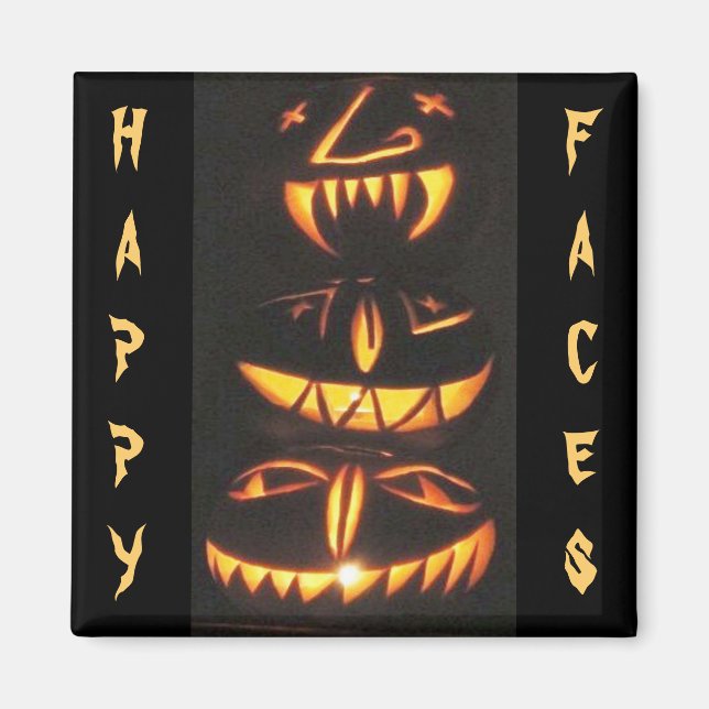 Happy Jack o'Lantern Faces Magnet (Front)