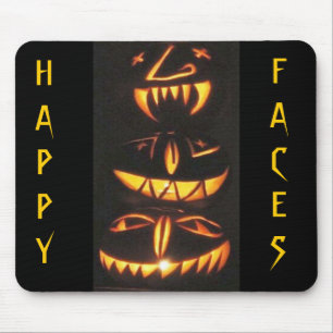 Happy Jack o'Lantern Faces Mouse Mat