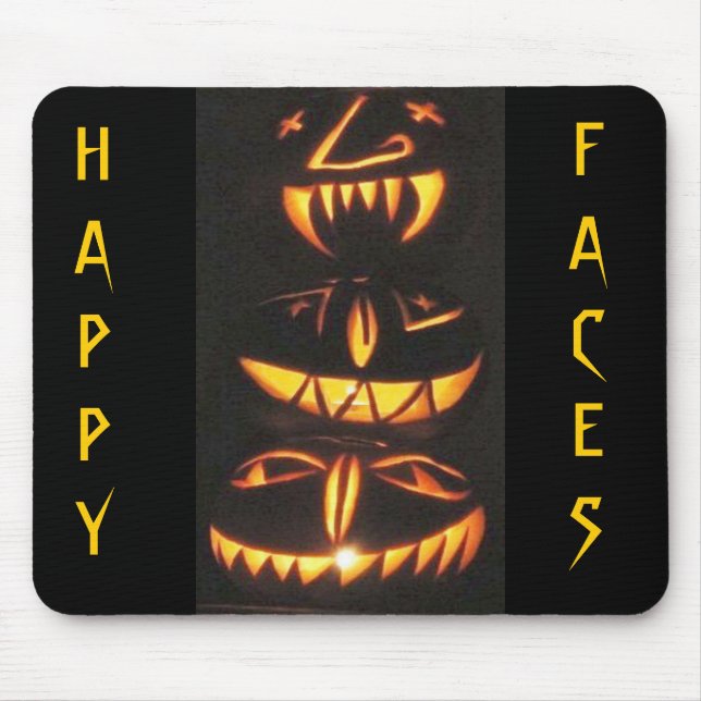 Happy Jack o'Lantern Faces Mouse Mat (Front)