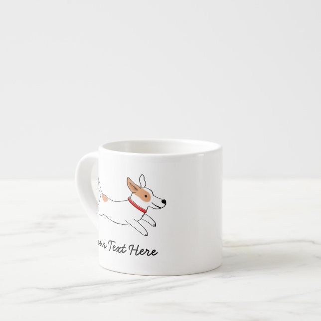 Happy Jack Russell Terrier Cartoon Dog Running Espresso Cup (Front Left)