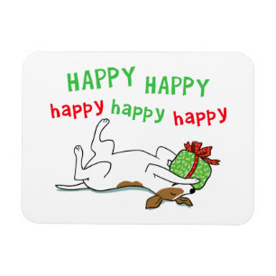 Happy Jack Russell Terrier with Christmas Gift Magnet