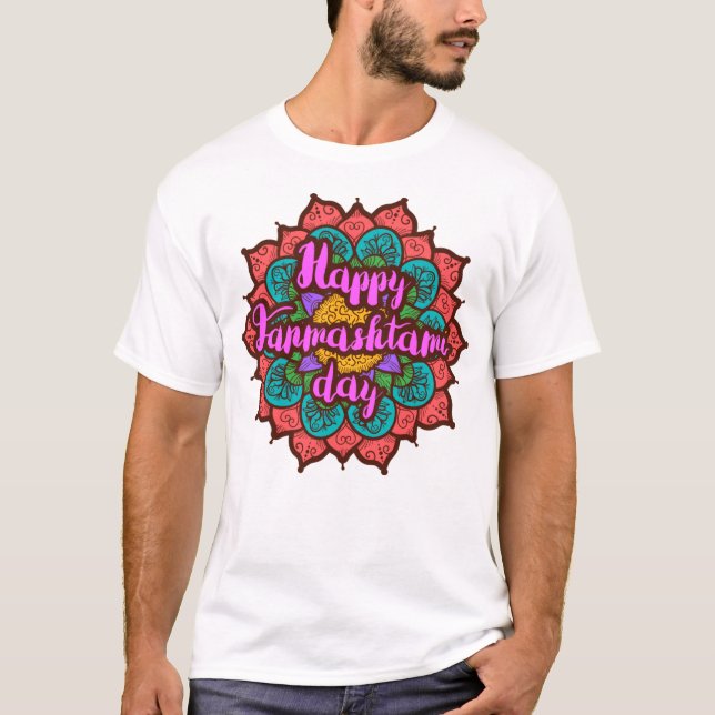 Happy Janmashtami in a mandala. T-Shirt (Front)