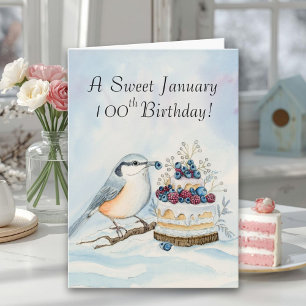 Happy January 100th Birthday Nuthatch Bird Card