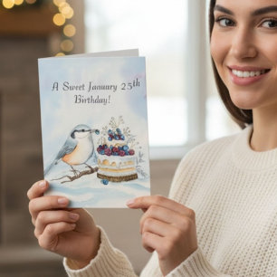 Happy January 25th Birthday Nuthatch Bird Card