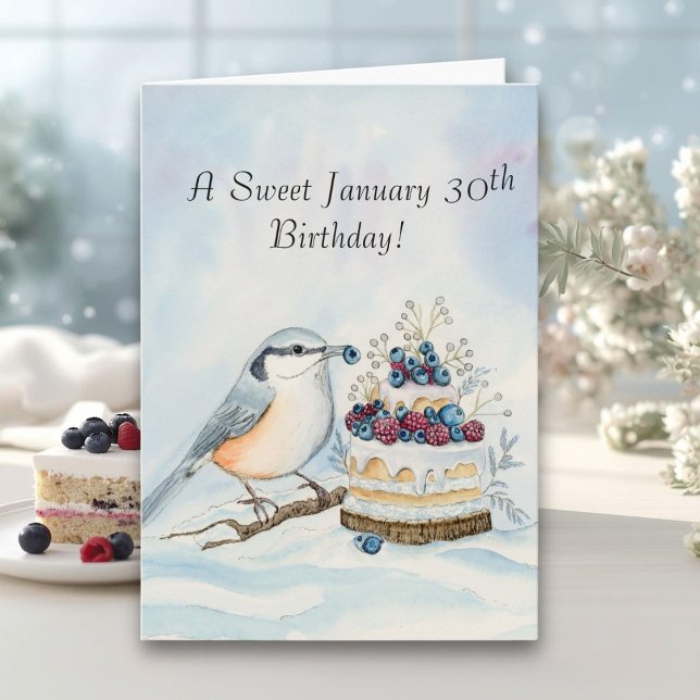 Happy January 30th Birthday Nuthatch Bird Card (Creator Uploaded)