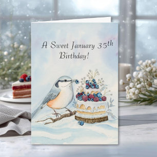 Happy January 35th Birthday Nuthatch Bird Card