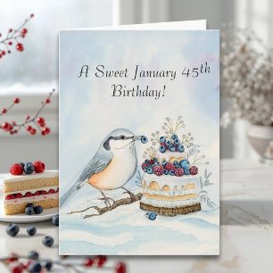 Happy January 45th Birthday Nuthatch Bird Card