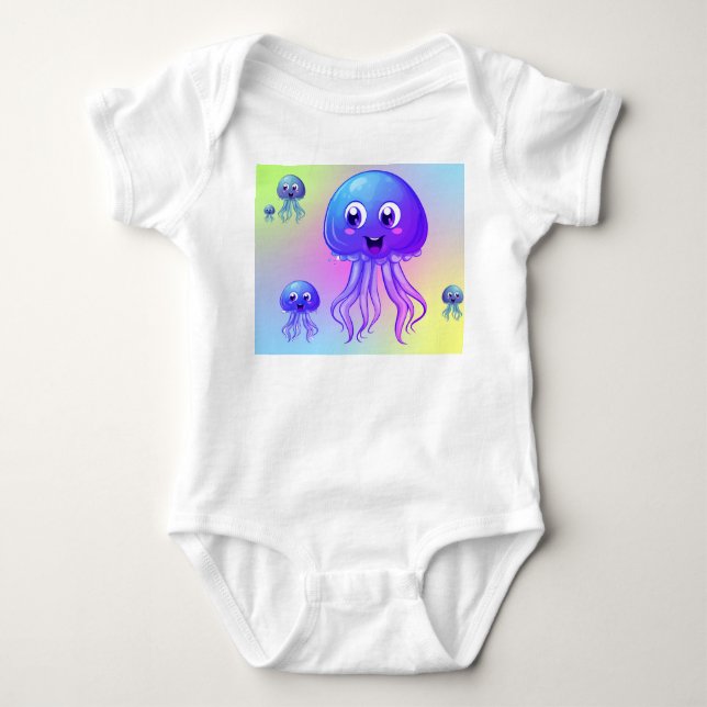 happy Jellyfish Baby Bodysuit (Front)