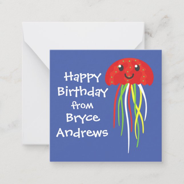 Happy Jellyfish Personalised Gift Enclosure Cards (Front)