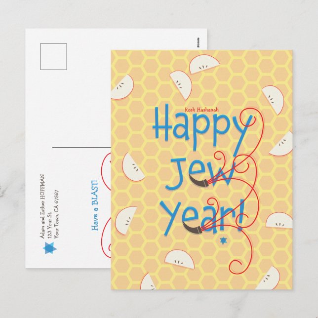 Happy Jew Year Rosh Hashanah Holiday Card (Front/Back)