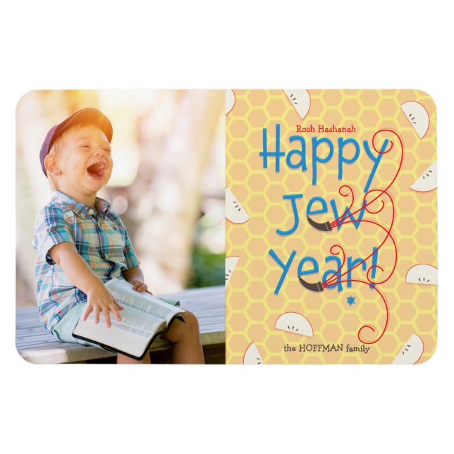 Happy Jew Year Rosh Hashanah Photo Card Magnet (Horizontal)