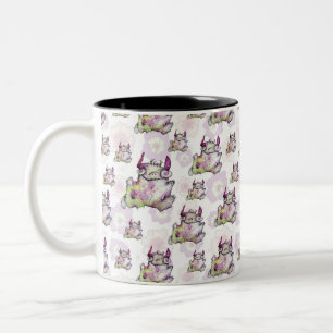 Happy jogging magical monster creature Two-Tone coffee mug