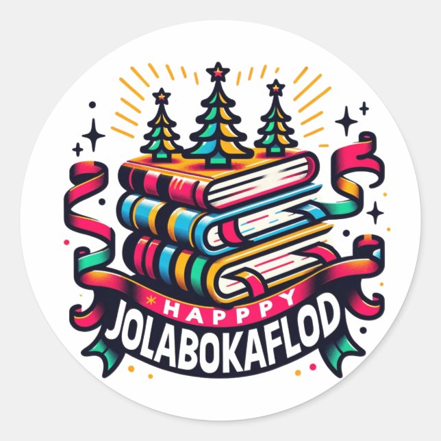 Happy Jolabokaflod Classic Round Sticker (Front)
