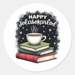 Happy Jolabokaflod Family Celebration Gift Classic Round Sticker
