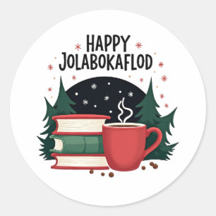 Happy Jolabokaflod Family Celebration Gift Classic Round Sticker