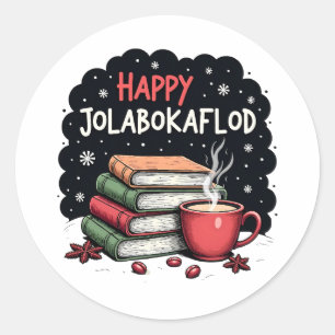 Happy Jolabokaflod Family Celebration Gift Classic Round Sticker