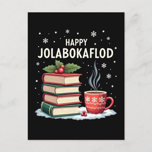 Happy Jolabokaflod Family Celebration Gift Holiday Postcard (Front)